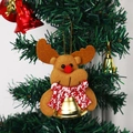Ornement de renne en feutre avec écharpe à carreaux et cloche dorée pour sapin de Noël - Élan