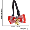 Dettagli dimensionali del farfallino natalizio per animali con fiocco rosso e campanelli - Stile Flanella Foglia d'Oro Campanello