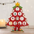 Sapin de Noël rouge en bois décoratif avec figurines miniatures et petit train - M / Rouge