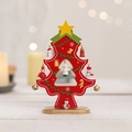 Sapin de Noël en bois rouge avec pendentifs peints et socle doré pour décoration - Mini / Rouge