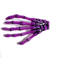Halloween purple skeleton hand hair clip with black spider web pattern and metal grip - Purple