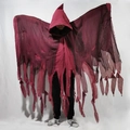Mantello di Halloween rosso scuro con cappuccio e orlo strappato per cosplay da zombie - Taglia unica / Rosso