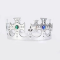 Silver plastic royal crown with colorful gemstones for kids party and cosplay costumes - Silver Emperor
