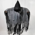 Mantello di Halloween con cappuccio in garza grigia strappata per cosplay horror - Taglia unica / Nero