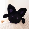 Cute round black bat plush toy with purple wings on soft knit blanket for Halloween - Black-Purple Style (WSWJ021) / Black Purple