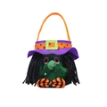 Sacchetto regalo di Halloween in feltro a forma di strega con manico arancione - Motivo di Strega / Verde