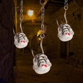 Halloween decorative bloody zombie heads hanging on rustic metal chains and hooks - Chain Hook Head White
