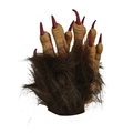 Artigli da lupo mannaro realistici con pelliccia marrone e unghie rosse per Halloween - Stile Artigli della Bestia / Giallo Terra
