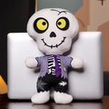 Poupée en peluche squelette en costume violet et pantalon toile d'araignée - Squelette / 30cm