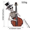 Halloween Skelett Figur mit Cello und Zylinder aus Harz, 20 cm hoch Dekoration - Cellospieler Stil