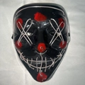 Halloween LED Vendetta mask in black and red with glowing EL wire stitched design - White