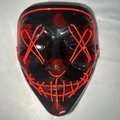 Black LED V-mask with red EL cold light glowing X-eyes for Halloween cosplay events - Red