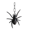 Leuchtender Halloween-Spinnenanhänger mit Netzstruktur und Metallkette für Partydeko - Schwarz