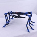 Detail of plush blue and black spider pet costume with long legs and adjustable straps - Small / Blue Black