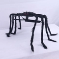 Plush Halloween spider costume for dogs with long black fur and red eyes in large size - Small / Black