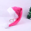 Bonnet de Noël extra long 75cm rose fuchsia en peluche avec bordure et pompon blancs - 75x32cm / Rose