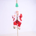 Close-up of electric climbing Santa Claus doll on golden beads with green tree topper - Upgraded Anti-Drop Red Climbing Bead Santa Claus / Red