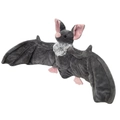 Peluche de murciélago gris con alas desplegadas y detalles en rosa sobre blanco - Estándar / Estilo de Murciélago