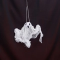 Nahaufnahme von weißer Halloween Geister-Deko aus Gaze mit schwarzen Filzaugen - Weiß (12er-Pack)