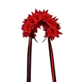 Tag der Toten Stirnband mit roten Rosen und langen Bändern für Halloween Feste - Ganz Rotes Rosen-Modell (D)