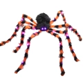 Riesige Halloween-Spinne mit schwarzem Fell, orangefarbenen Beinen und lila LED-Augen - Groß / Orange Schwarz