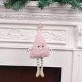 Pink plush Christmas doll hanging ornament with gold star and striped legs - Pink (With Pendant)