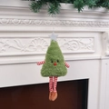 Cute green plush Christmas tree hanging ornament with striped legs and silver star - Green Pendant