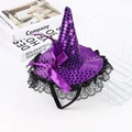 Cerchietto cappello da strega viola con paillettes e pizzo per Halloween - Taglia unica / Viola