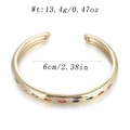 Detail view of gold-plated open cuff bracelet with colorful marquise-cut zircon stones - Marquise Multicolor Gemstone Open Style (YJC-C-09)