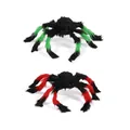 Set di ragni di peluche nero-verde e nero-rosso con occhi rossi per Halloween - Ragno Colorato da 50cm (Colore Casuale)