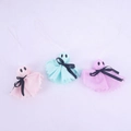 Three cute pastel Halloween ghost ornaments in pink, blue and purple with black bows - Multicolor (3 Pieces)