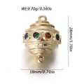 Colorful gemstone inlaid gold egg pendant 28x18mm for DIY jewelry necklace making - Gold Horizontal Texture Colorful Zirconia Style (YSN170-01)