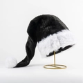 Cappello di Natale in peluche bianco e nero unico con luci LED e pompon bianco - Vestibilità regolare / Nero