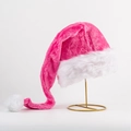 Cappello di Natale a LED in peluche rosa su supporto dorato con bordo bianco festa - Vestibilità regolare / Rosa