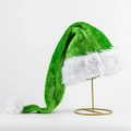 Lungo cappello di Natale da elfo in peluche verde con bordo in pelliccia e luci LED - Vestibilità regolare / Verde