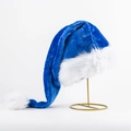 Cappello di Natale in peluche blu reale con luci LED e bordo in pelliccia su supporto - Vestibilità regolare / Blu Reale