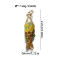 Golden fish pendant necklace with vibrant yellow and green enamel scales and copper base - Yellow Green Brown Enamel Goldfish Style (YSN172-01)