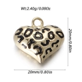 Vintage gold-tone heart pendant with leopard print pattern and size measurement - Leopard Heart Style (YSN174-01)