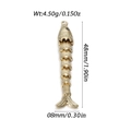 Detailed view of a 48mm 14k gold-plated fishbone pendant with size and weight annotations - Articulated Gold Fishbone with Green Gem Eye (YSN176-03)