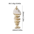 Detailed size view of the 14k gold-plated fishbone pendant with white enamel and measurements - White Head Gold Articulated Fishbone (YSN176-07)