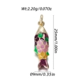 Detail view of 14k gold fish pendant with colorful enamel scales and sizing details - Colorful Enamel Craft Fish (YSN176-11)