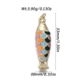 Detailed view of colorful enamel koi fish pendant with 14k gold plating and dimensions - Pink Orange Blue Black Koi Fish (YSN176-12)