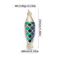 Detail of colorful koi fish enamel pendant showing 33mm length and weight of 3.9g - Green Purple Blue Koi Fish (YSN176-13)