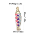 Detailed size view of the 14k gold koi fish pendant with pink and blue enamel scales - Pink Purple Blue Gradient Koi (YSN176-15)