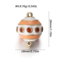 Orange and white striped egg pendant charm with gold trim and crystal inlay for jewelry - Orange White Stripe Enamel Zirconia Style (YSN170-02)