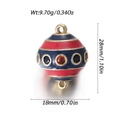 Egg-shaped pendant in gold metal with red and blue enamel stripes and inlaid gemstones - Red Blue Stripe Enamel Zirconia Style (YSN170-03)