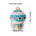 Enamel egg pendant in teal and pink stripes with colorful zircons and size markings - Pink Cyan Stripe Enamel Zirconia Style (YSN170-04)