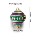 Striped egg pendant with green and purple enamel and gold-plated finish, size 18x28mm - Purple Green Stripe Enamel Zirconia Style (YSN170-06)