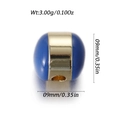 Blue enamel egg-shaped jewelry charm with golden metal finish and 9mm size - Blue Gold Enamel Drum Bead Style (YSN170-10)