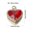 Exquisito colgante corazón de oro con circón rojo facetado y piedras blancas brillantes - Estilo Corazón Rojo